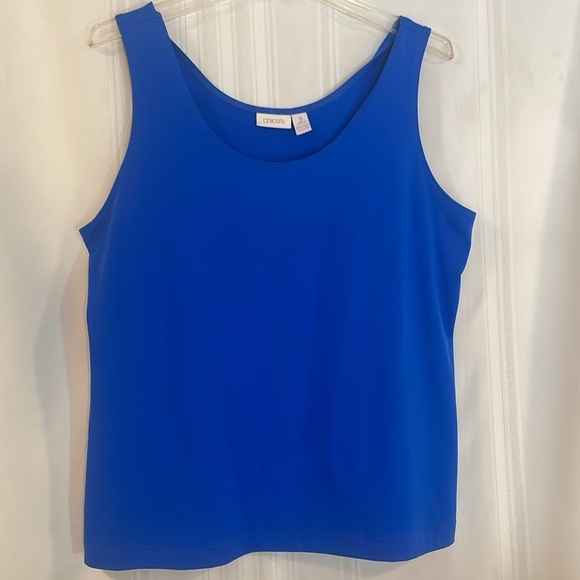 CHICOS Blue Sleeveless Tank Top Chico’s Sz 3 XL Pit to Pit 21 5/8” Preworn - Picture 2 of 14